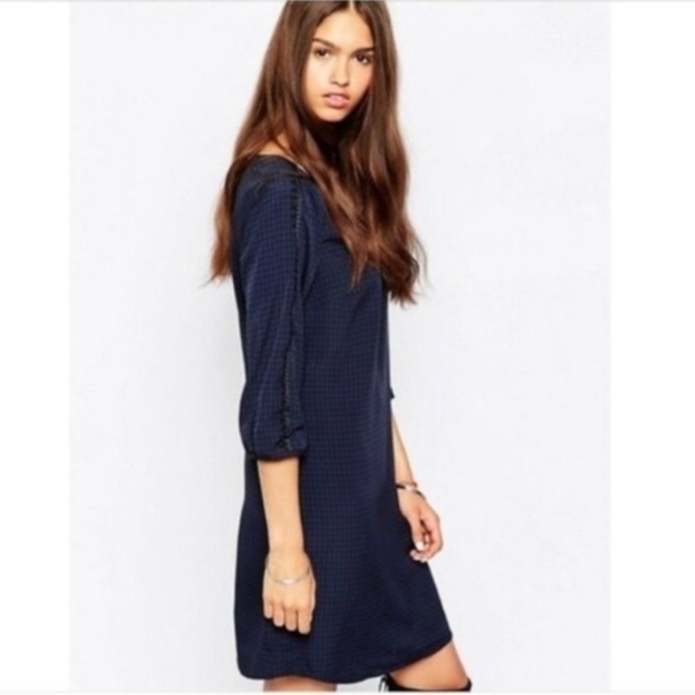 MAISON SCOTCH Scotch and Soda Houndstooth Navy Spike Shift Dress C'est Chic - Picture 2 of 8